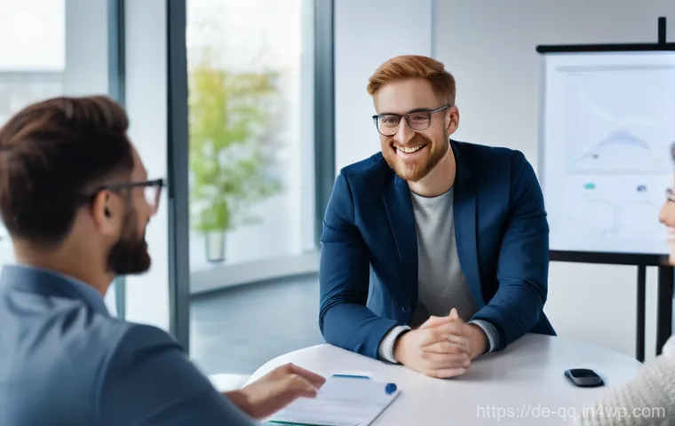하이브리드 워크에서의 소통 방식 개선 - A professional woman in her mid-30s sits at a modern, minimalist home office desk. Her laptop screen...
