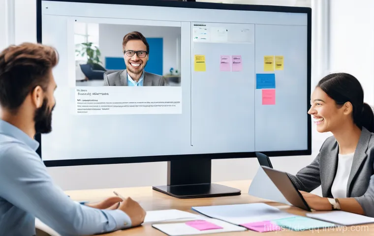 하이브리드 워크 환경에서의 기술 적응 - **Prompt:** A diverse group of four to five German professionals, including a woman in her late 30s ...