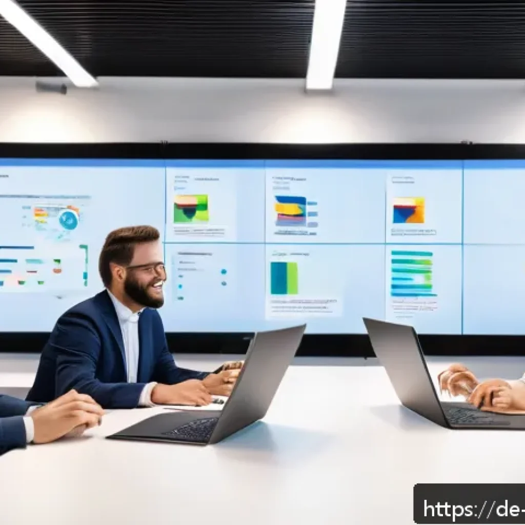 하이브리드 근무에서의 직원 참여 증진 전략 - A modern hybrid office environment showing a diverse team of professionals engaged in a short, struc...