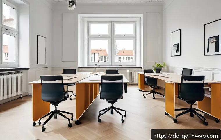 하이브리드 근무를 위한 워크스페이스 디자인 - A modern German office interior featuring modular furniture with desks on wheels and foldable elemen...